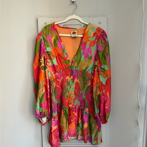 FARM RIO Sweet Forest Long Sleeve Mini Dress L - Picture 6 of 6